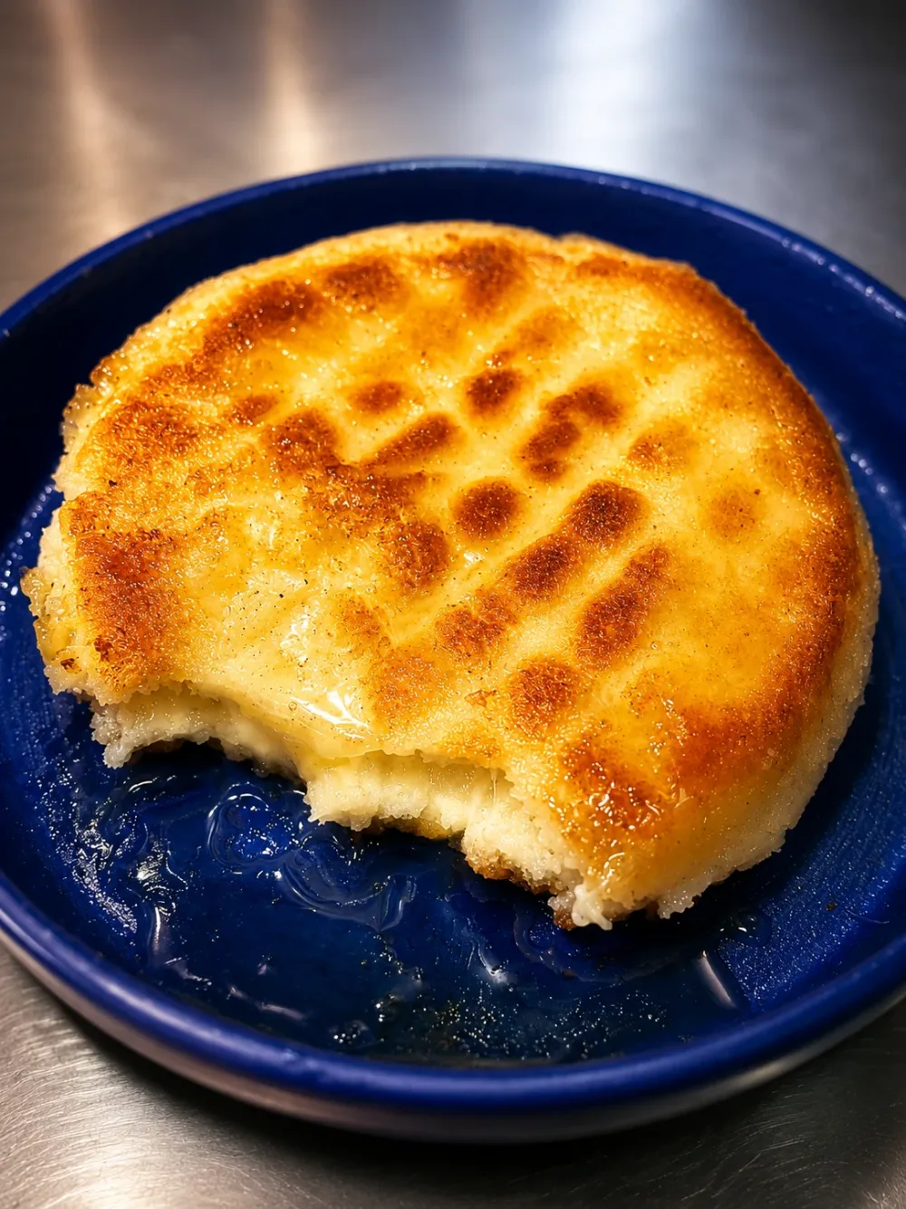 Griddled arepa with melted cheese