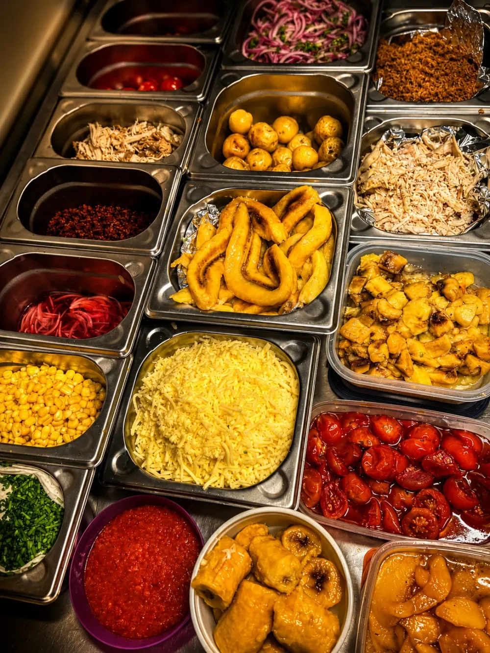 Ingredientes preparados en la cocina de Tequendama Las Rozas